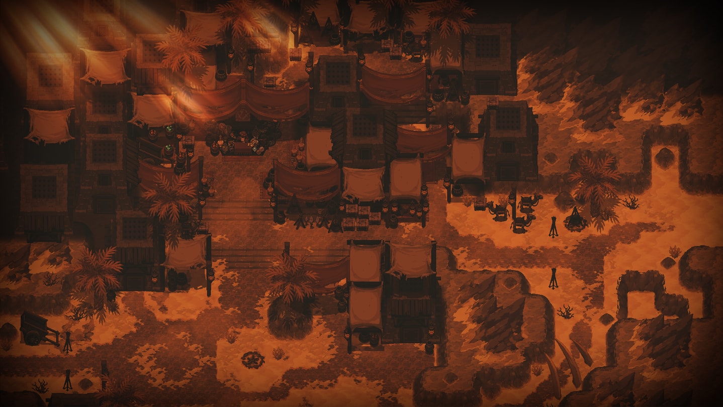 Official Hero Siege Ebontharn town artwork viewed from above
